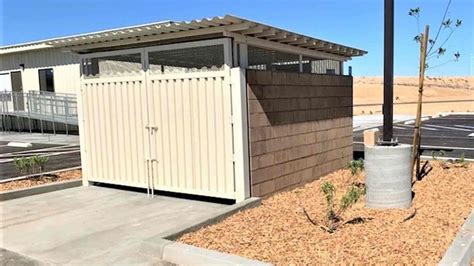 metal decking tash enclosure|metal deck trash storage.